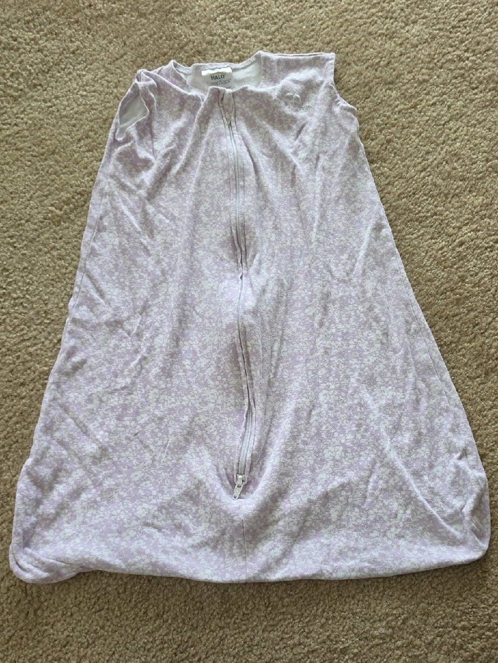 Halo Zipup Sleep Sack Lavender Floral Size Medium 6-12M